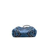 thumbnail mini 22 bag in blue denim white line phw #HH0PXXXX