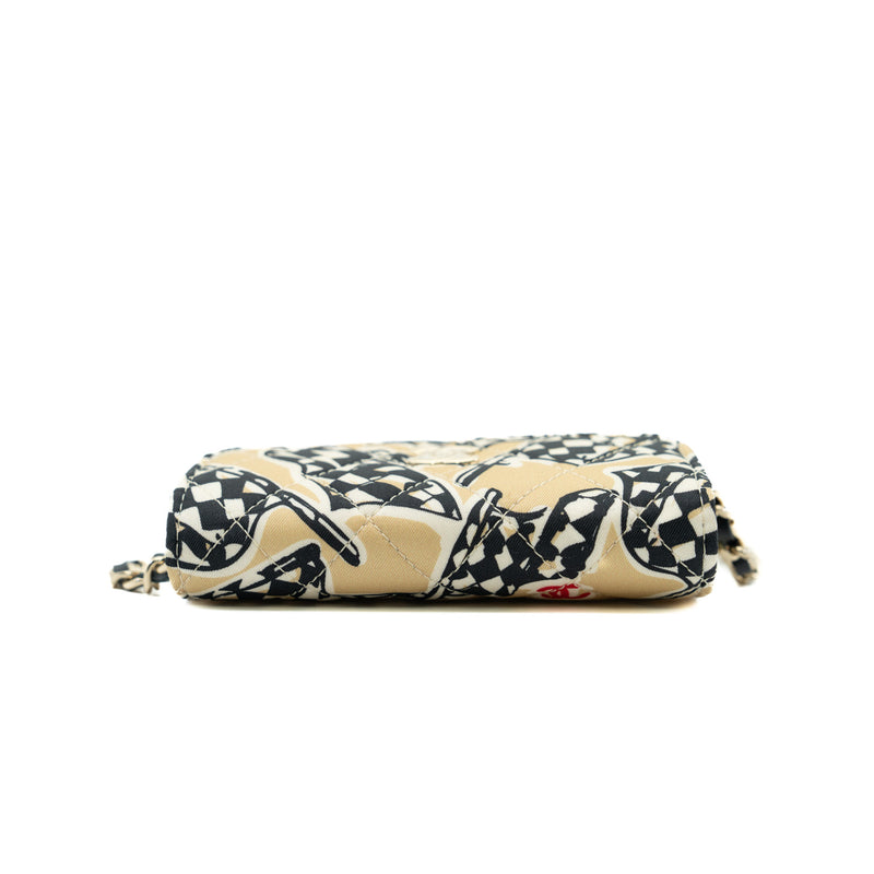 Mini Matelasse Racer Flag Single Flap Single Chain Bag Beige GHW (Microchipped) - L'UXE LINK