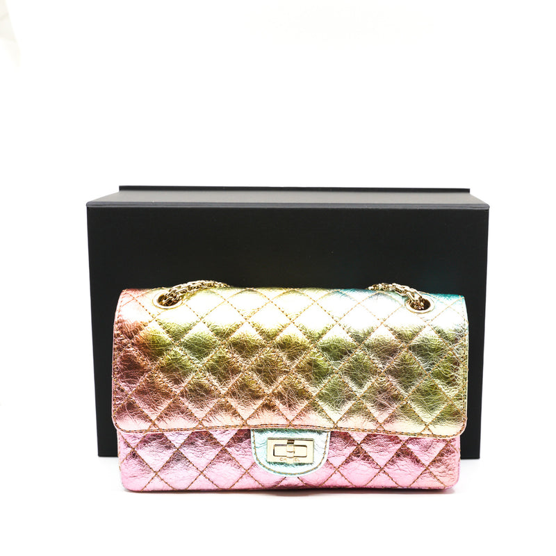 225 Reissue 2.55 In Rainbow Metallic Goatskin Quilted Flap Bag GHW Seri 30 - L'UXE LINK