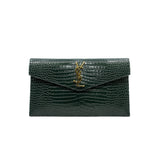 thumbnail Uptown clutch in green Crocodile embossed leather ghw