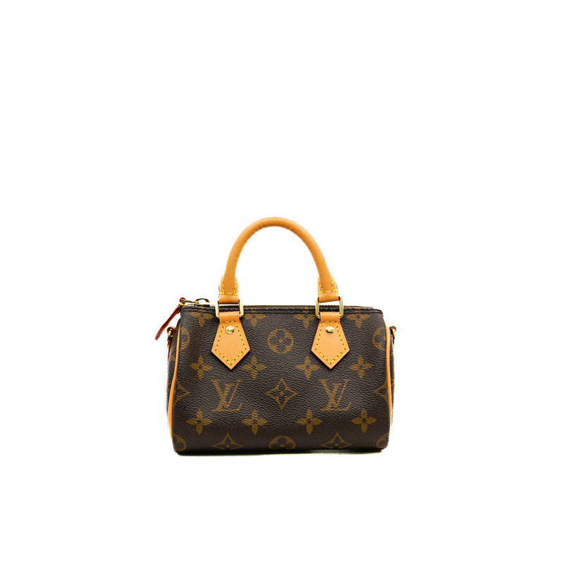 Nano Speedy In Monogram Canvas Bag GHW With Strap - L'UXE LINK