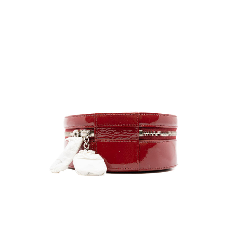Red Patent Leather Round As Earth Evening Handbag With Chain PHW Seri 26 - L'UXE LINK