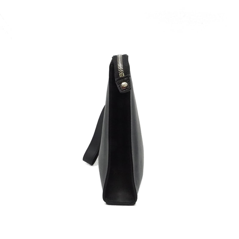 zippy letter clutch in leather black phw