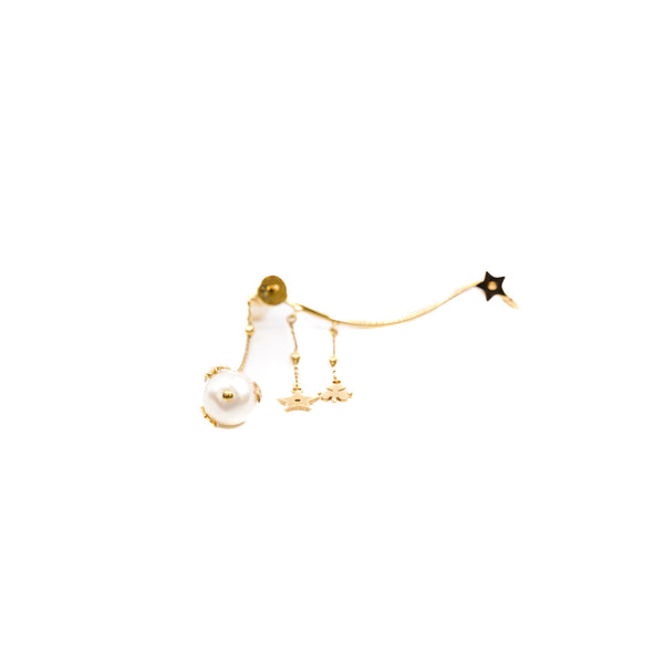Faux Pearl Perles De Desir Yellow Gold Ear Climber - L'UXE LINK