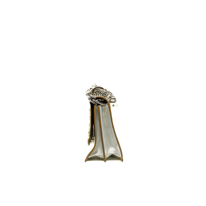Kan I Metallic Silver Calfskin Scalloped Studded Bag PHW - L'UXE LINK