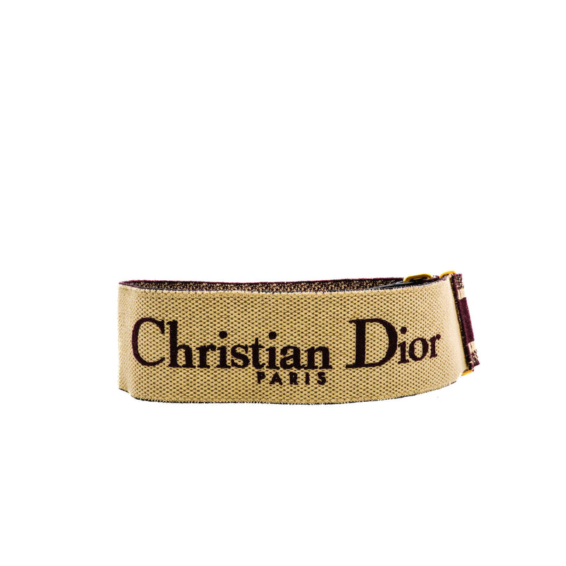 Burgundy Canvas Embroidered Shoulder Strap GHW - L'UXE LINK