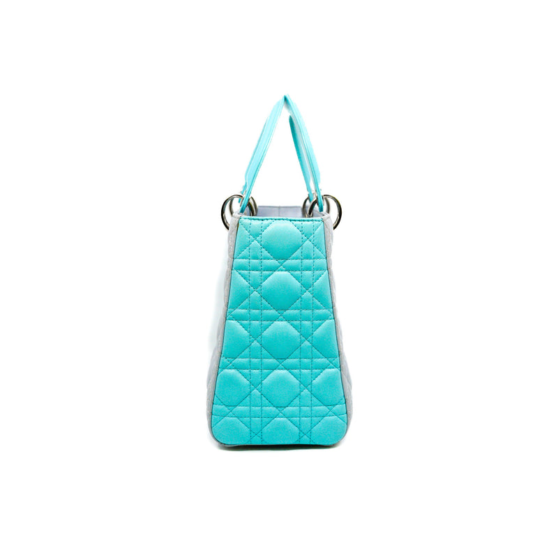 medium lady dior in calfskin grey/blue phw 2013