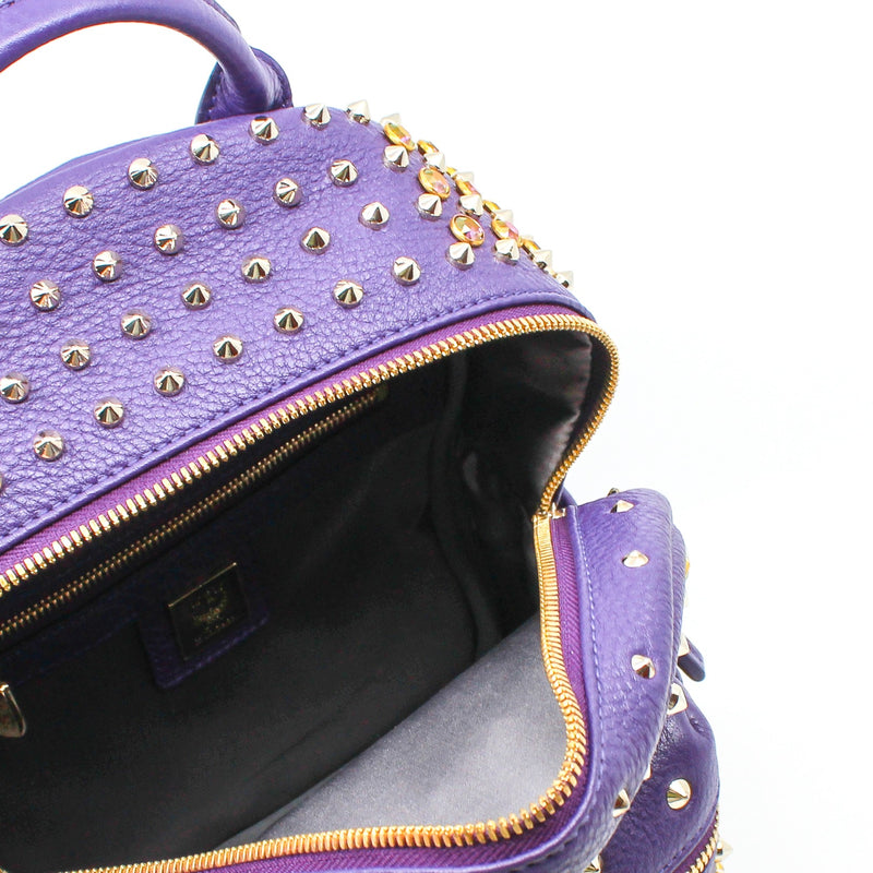 mini pink strass backpack in purple