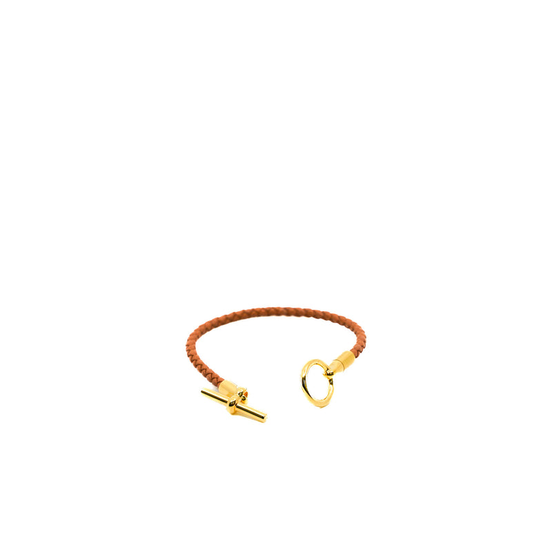 Glenan H Bracelet In Gold Swift Leather GHW - L'UXE LINK