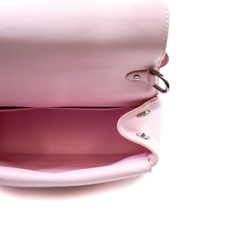 Medium Be Dior In Pink Leather Top Handle Flap Bag Multi Hardware With Strap
