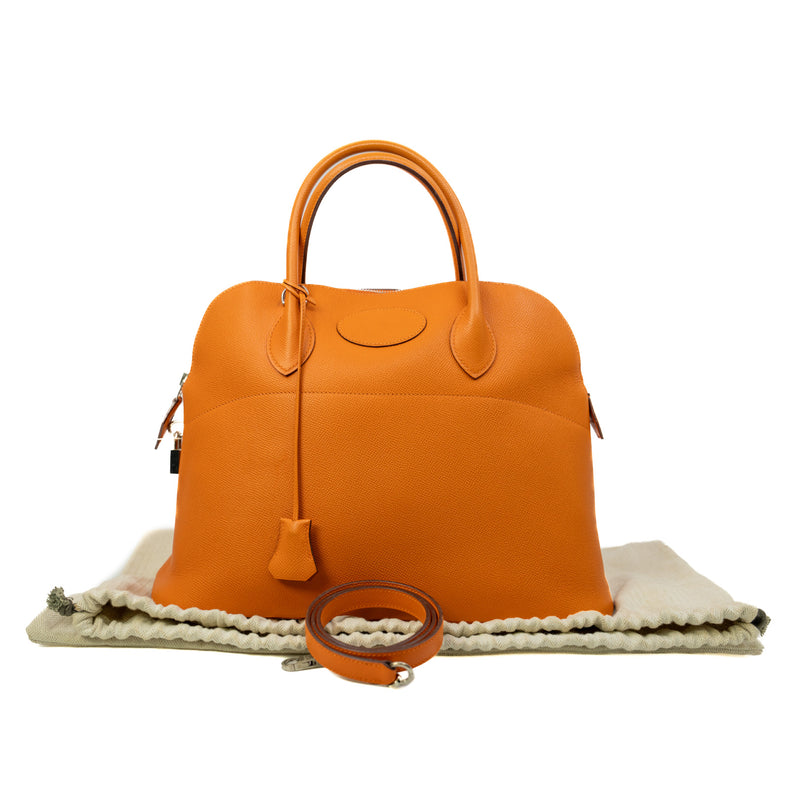 Bolide 35 Bag In Epsom Leather Orange PHW Square K Stamp - L'UXE LINK