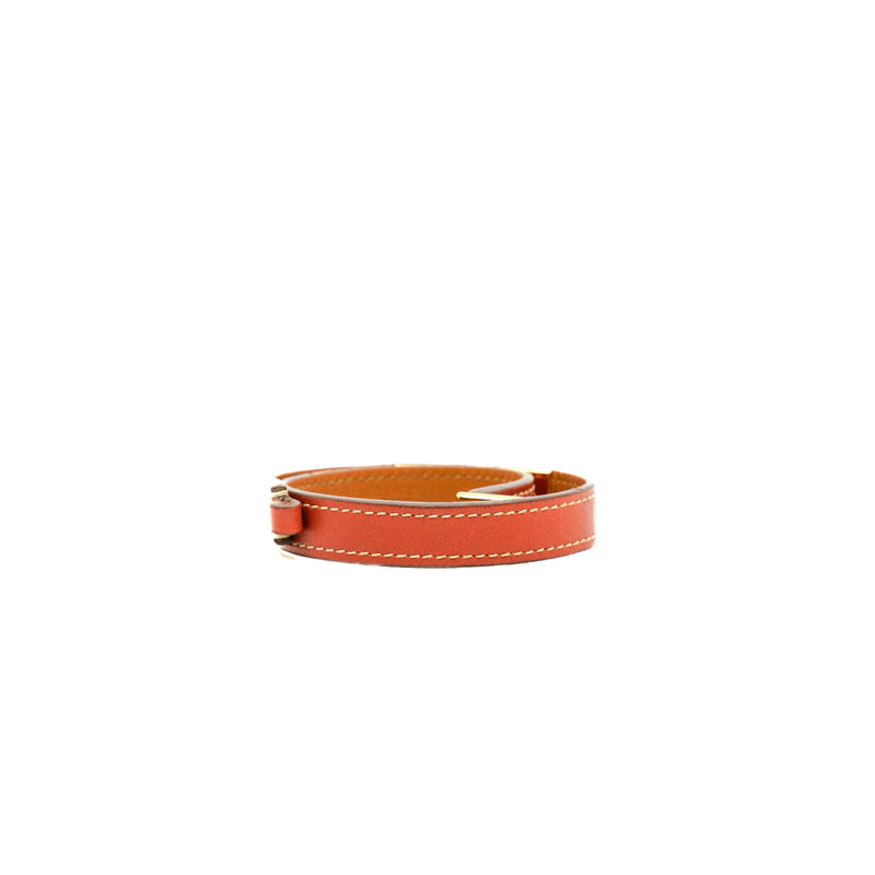 Rivale Double Tour Wrap Bracelet In Red Swift Leather GHW Size XS - L'UXE LINK