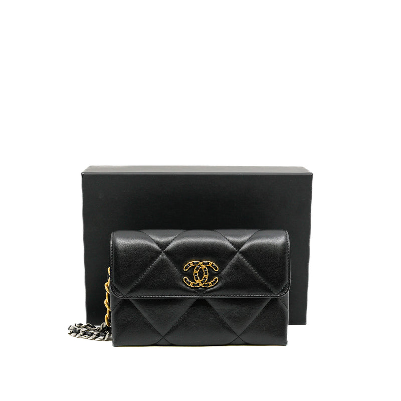 19 Bag In Black Lambskin Quilted Flap Clutch Multi Hardware Seri 31 - L'UXE LINK