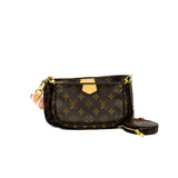 thumbnail multi pochette monogram canvas with pink fabric strap ghw