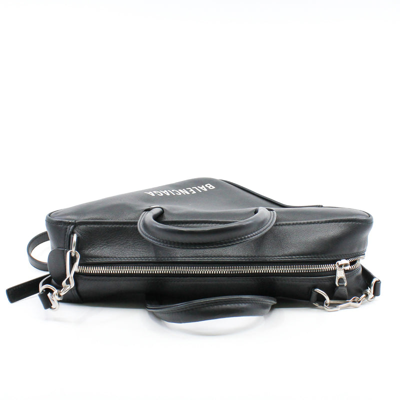 Small Triangle Duffel In Black Calfskin Leather Handbag PHW - L'UXE LINK