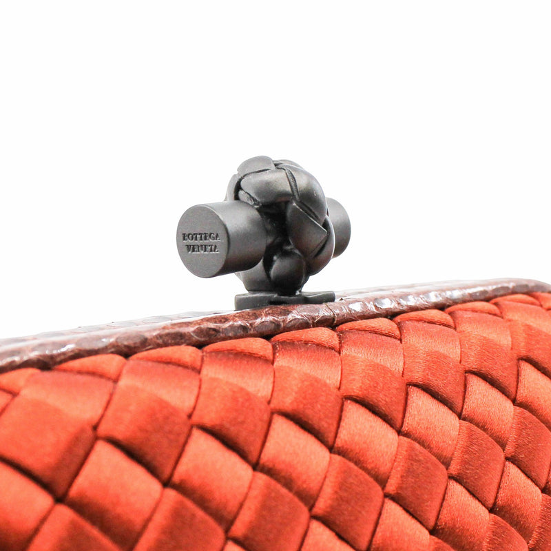 clic clutch in satin orange - L'UXE LINK
