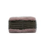 thumbnail medium lady mink/glossy lambskin/crocodile handle in pink/grey rghw