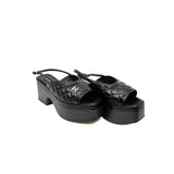thumbnail quilted cc platform sandals in black lambskin/patent #38