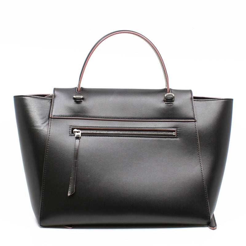 Mini Belt Bag In Smooth Calfskin Dark Brown/Pink Handbag PHW With Strap - L'UXE LINK