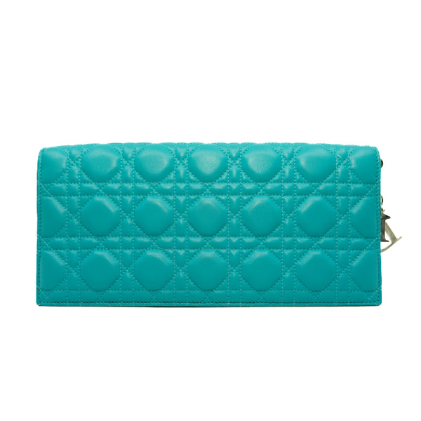 Cannage Lambskin Lady Dior Aqua Green Clutch 2014 (No Chain Strap) - L'UXE LINK