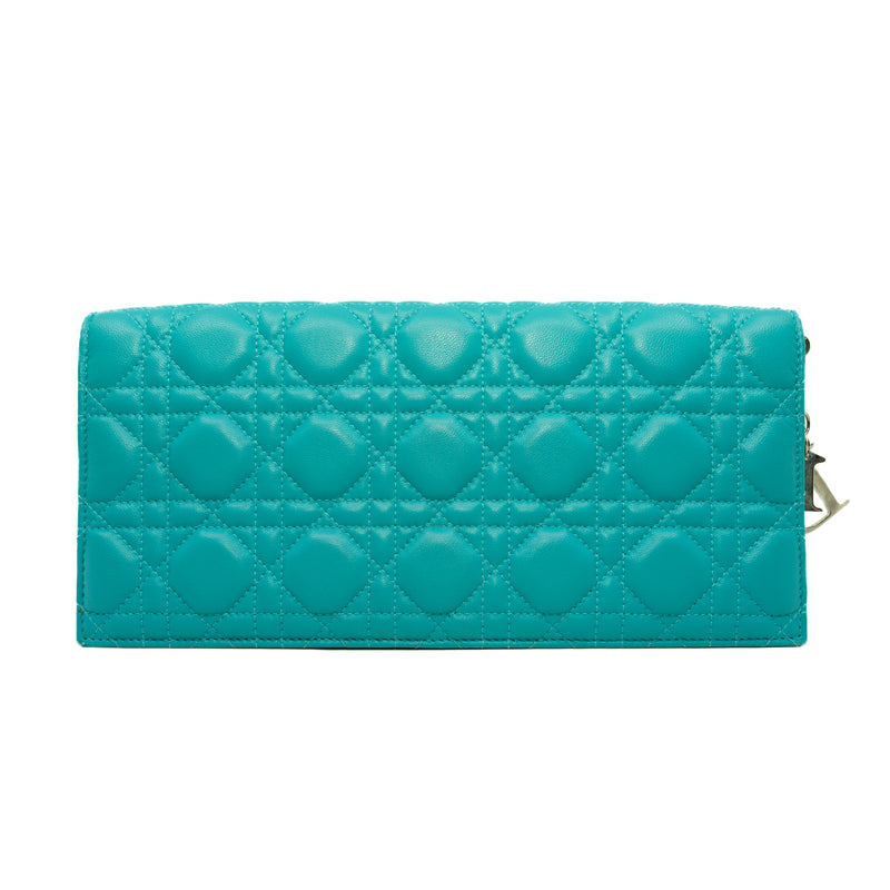 Cannage Lambskin Lady Dior Aqua Green Clutch 2014 (No Chain Strap) - L'UXE LINK