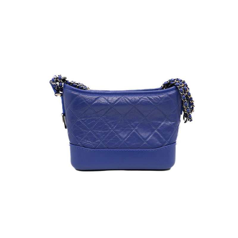 Small Calfskin Gabrielle Hobo Crossbody Bag in blue GHW
