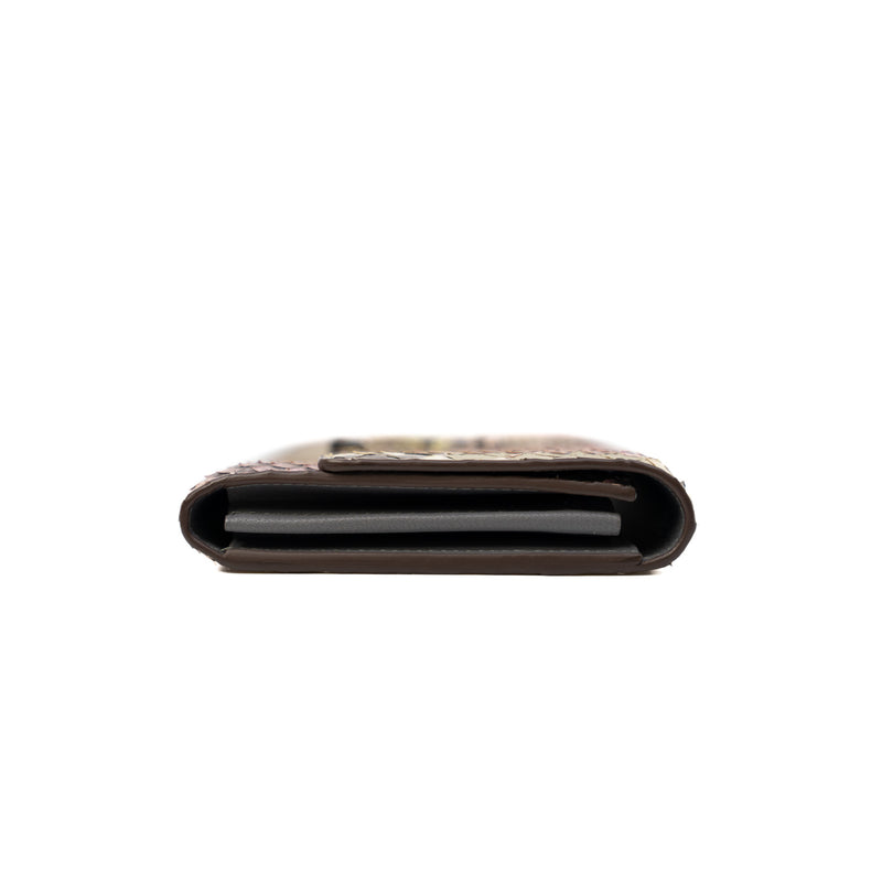 Capucines In Metallic Python And Leather Flap Snap Wallet PHW - L'UXE LINK