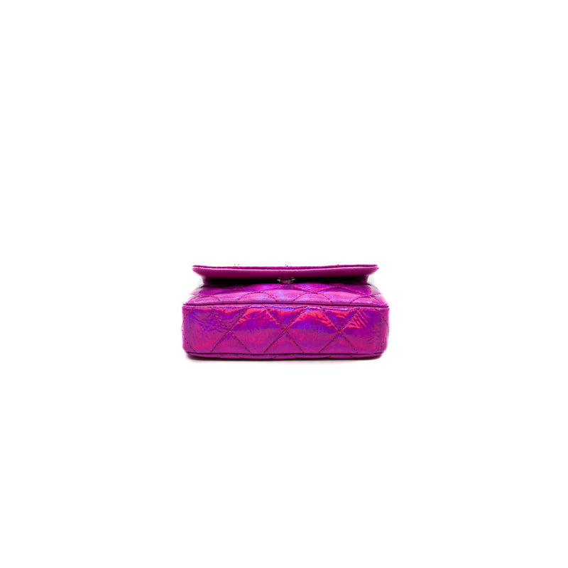 Metallic pink patent leather pouch phw