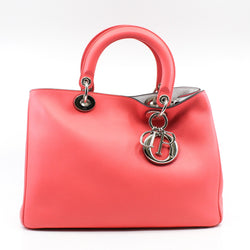 Medium Diorissimo In Coral Pink Calfskin Handbag PHW With Strap - L'UXE LINK