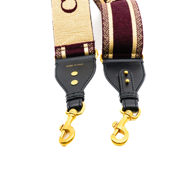 Burgundy Canvas Embroidered Shoulder Strap GHW - L'UXE LINK