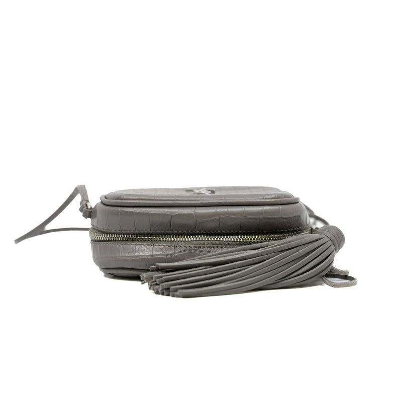blogger bag in grey crocodile embossed phw
