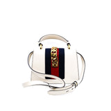 thumbnail mini sylvie with top handle embroidered floral in calfskin white ghw