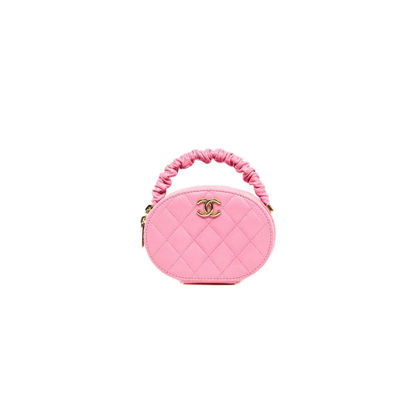 Mini Pink Round Vanity Lambskin Top Handle LGHW Seri 32 - L'UXE LINK