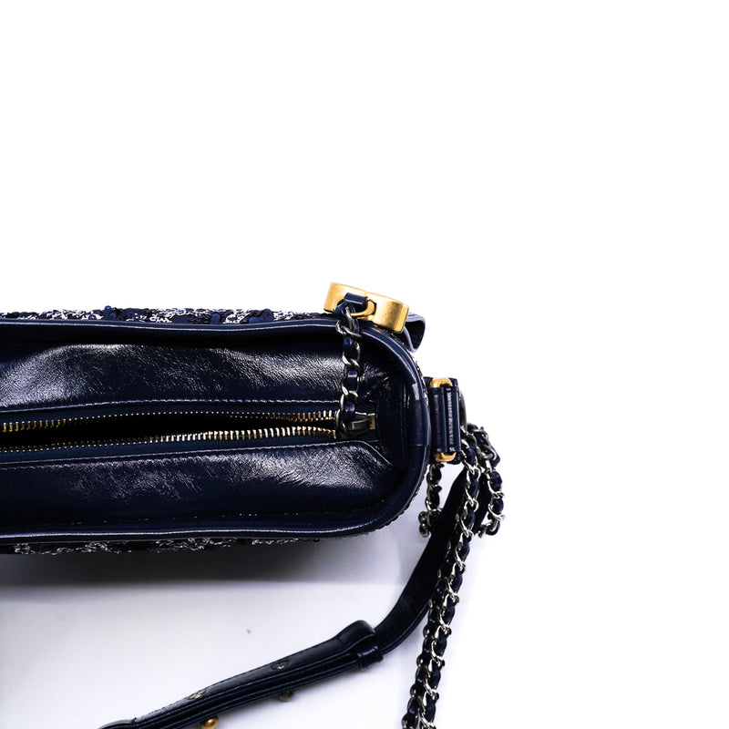 Small Sequin And Leather Gabrielle In Blue And Black Hobo Bag Multi Hardware Seri 27 - L'UXE LINK