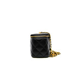 thumbnail long vanity case with black heart chain in lambskin black ghw