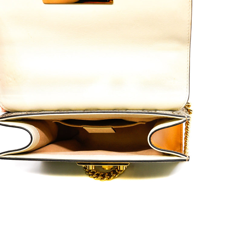 small padlock in beige leather ghw