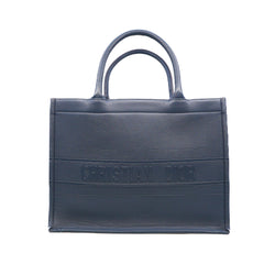 Medium Book Tote In Navy Embossed Leather 2020 - L'UXE LINK