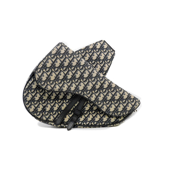 saddle bag with strap in Black Dior Oblique Jacquard fabric
