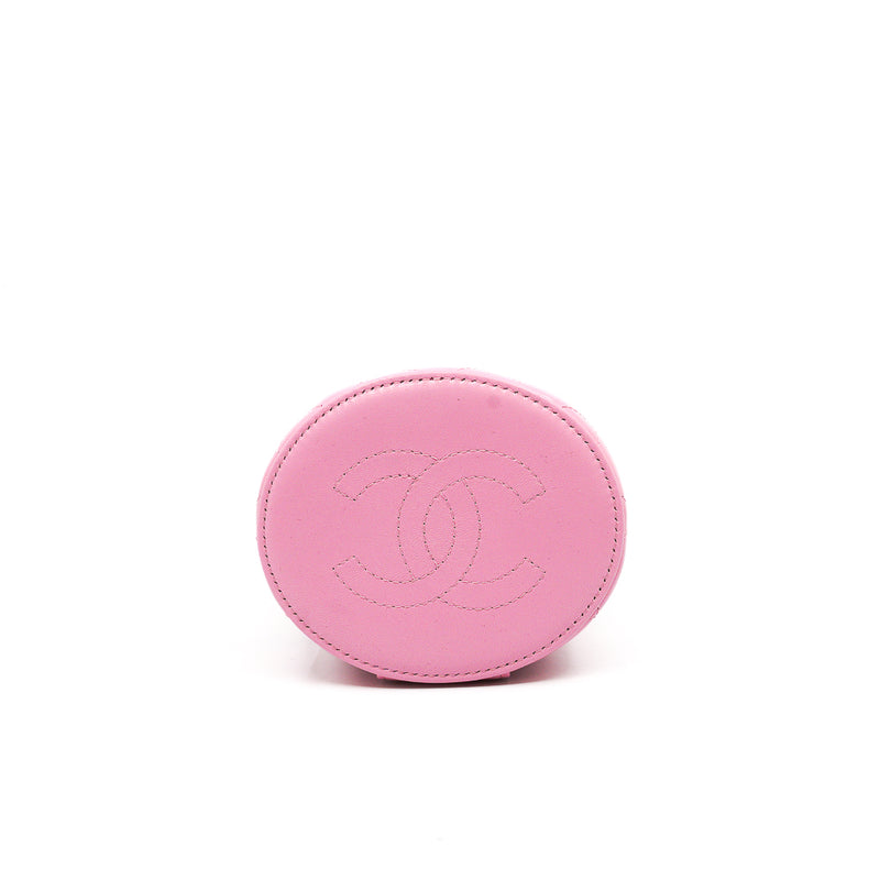 Mini Vanity Case With Ruched Handle In Pink Lambskin Quilted Handbag GHW Seri 32 - L'UXE LINK
