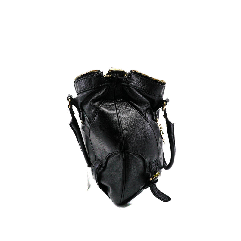 tote in leather black - L'UXE LINK