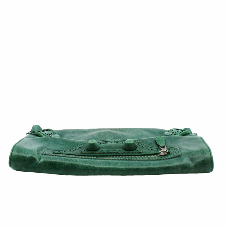 clutch leather green phw - L'UXE LINK