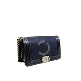 thumbnail cc crystal studded boy bag in black lambskin