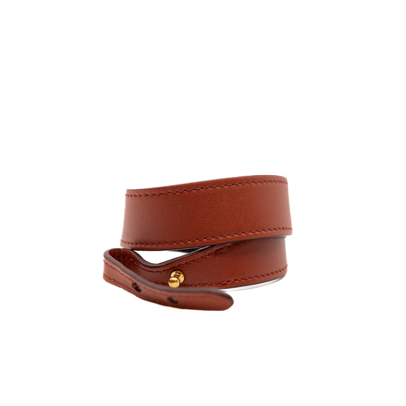 oval bracelet in leather red ghw - L'UXE LINK