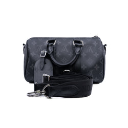 Keepall Bandoulière 25 in black and grey monogram PHW