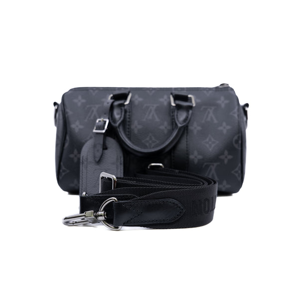 Keepall Bandoulière 25 in black and grey monogram PHW