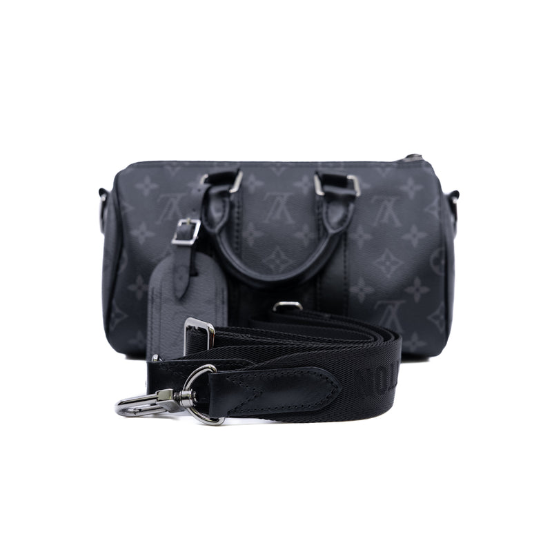Keepall Bandoulière 25 in black and grey monogram PHW