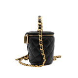 thumbnail round vanity with top handle in black lambskin ghw #TAGNXXXX