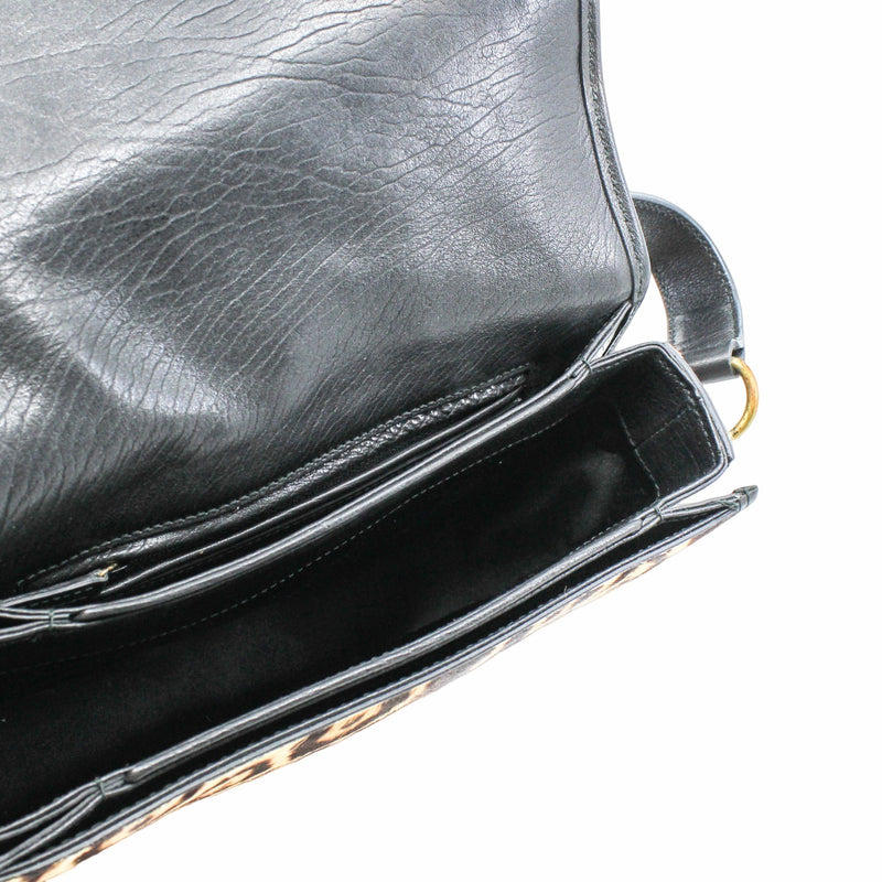 ysl flap bag leopard point  fur with strap - L'UXE LINK