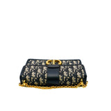 thumbnail mini 30 montaigne with chain in blue dior oblique jacquard ghw 2023