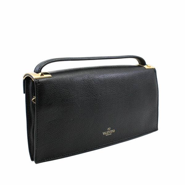 clutch bag leather black ghw